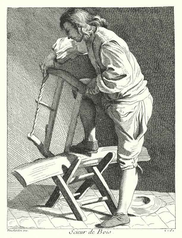 Wood Sawyer (gravering) af Edmé (after) Bouchardon
