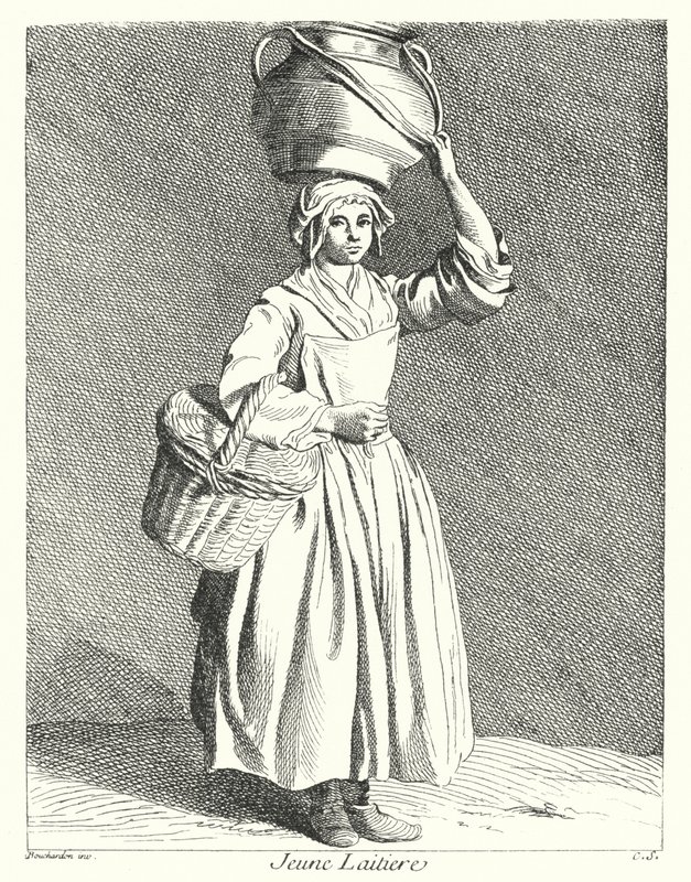 Young Milkmaid (gravering) af Edmé (after) Bouchardon