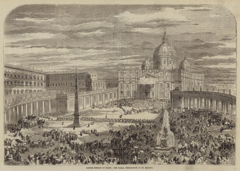Påskesøndag i Rom, den pavelige velsignelse i St. Peters af Edmond Morin