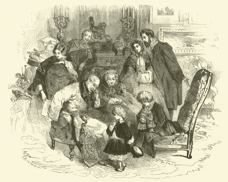 Scener af parisisk liv: forældrenes nytårsdag (gravering) af Edmond (after) Morin