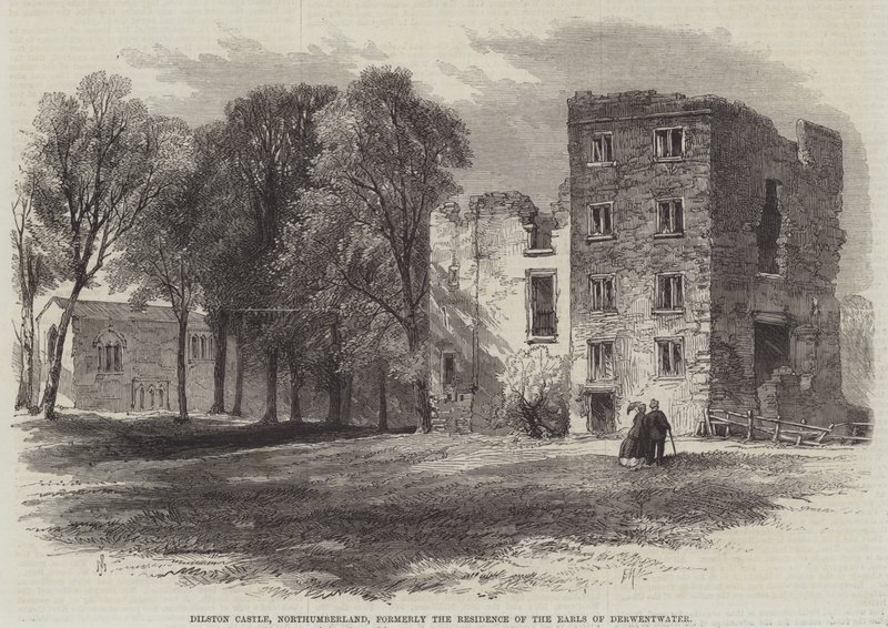 Dilston Castle, Northumberland, tidligere bolig for Earls of Derwentwater af Edmund Morison Wimperis