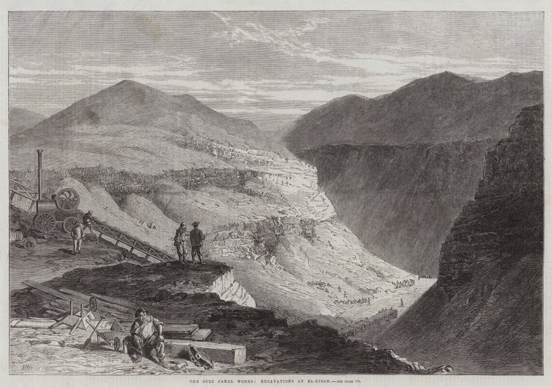 Suez-kanalværket, udgravninger ved El-Girsh af Edmund Morison Wimperis