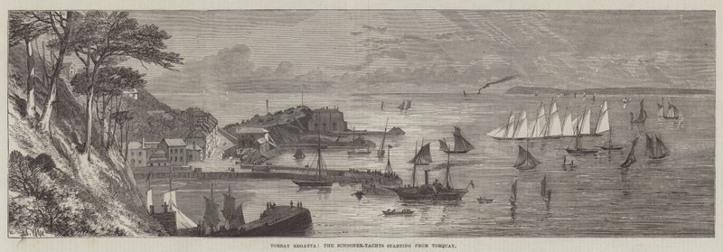Torbay Regatta, skonnert-yachterne med start fra Torquay af Edmund Morison Wimperis