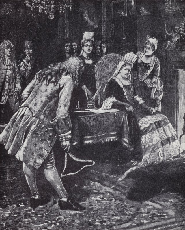 Hertugen og hertuginden af Marlborough falder i unåde hos dronning Anne af Edmund Blair (after) Leighton