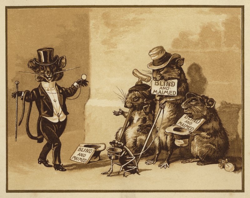 Illustration til tre blinde mus (farve litho) af Edmund G. Caldwell