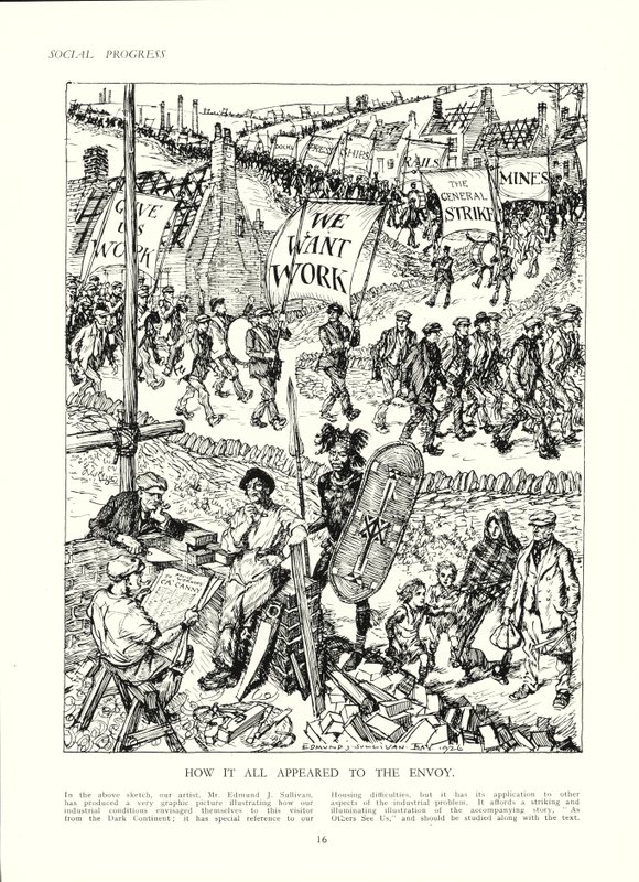 Hvordan England kan se ud for en udsending fra Afrika (farve litho) af Edmund Henry Garrett