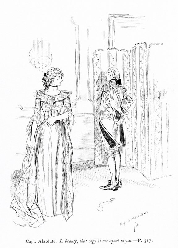 Illustration til Sheridans The Rivals (gravering) af Edmund Joseph (after) Sullivan