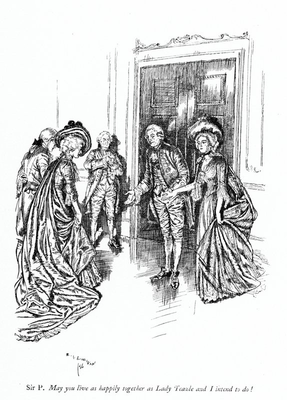 Illustration til Sheridans The School for Scandal (gravering) af Edmund Joseph (after) Sullivan