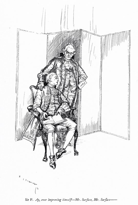Illustration til Sheridans The School for Scandal (gravering) af Edmund Joseph (after) Sullivan