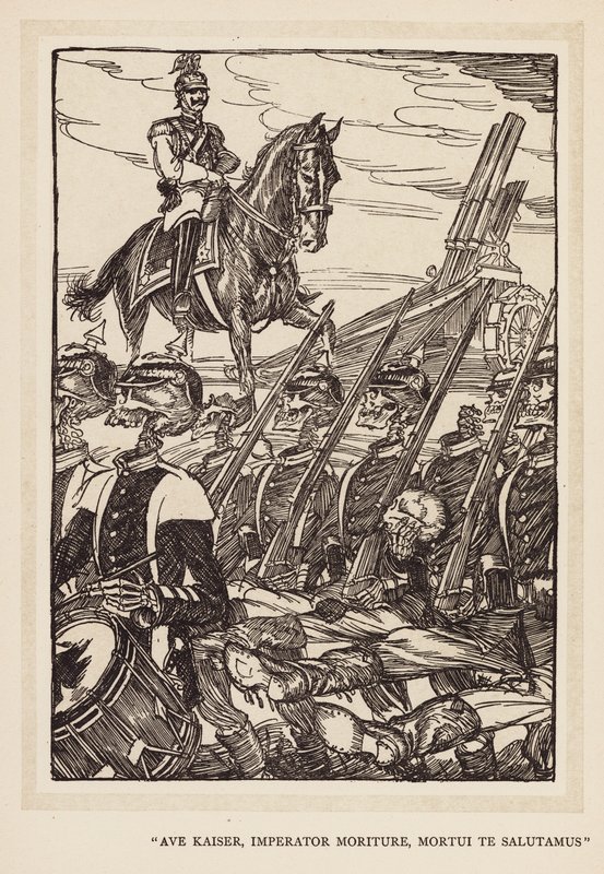 Kejserens krans: "Ave Kaiser, Imperator Moriture, Mortui Te Salutamus" (litografi). af Edmund Joseph (after) Sullivan