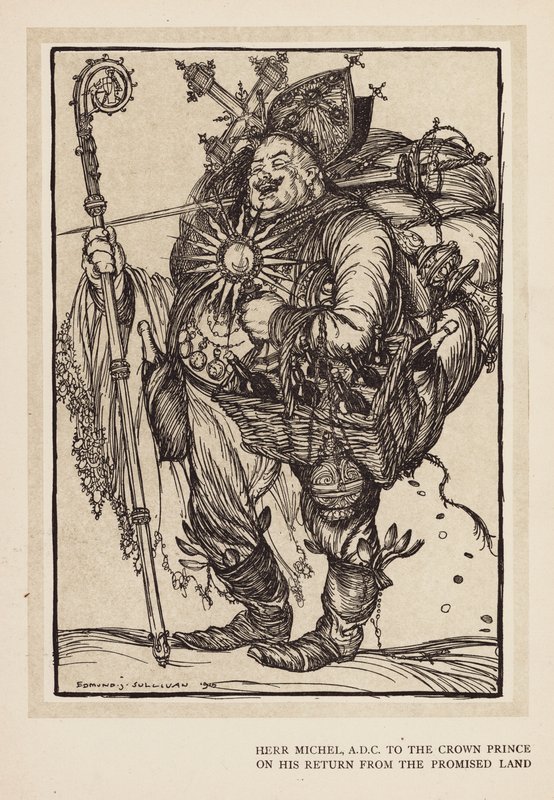 Kejserens guirlande: Herr Michel, ADC til kronprinsen ved hans hjemkomst fra det forjættede land (litografi) af Edmund Joseph (after) Sullivan