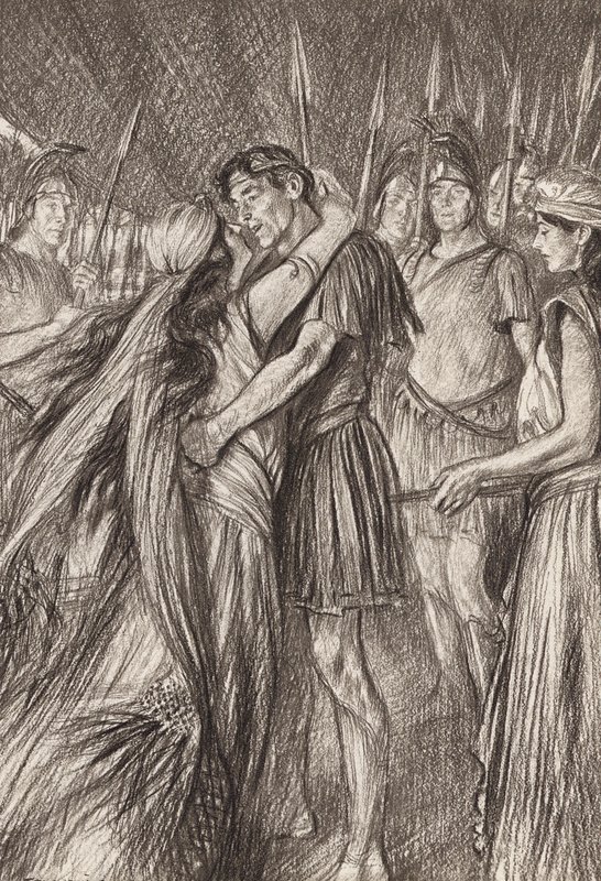 William Shakespeare: Antonius og Kleopatra, 4. akt, 4. scene (litografi) af Edmund Joseph (after) Sullivan