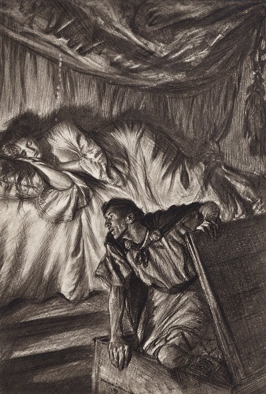 William Shakespeare: Cymbeline, 2. akt, 2. scene (litografi) af Edmund Joseph (after) Sullivan