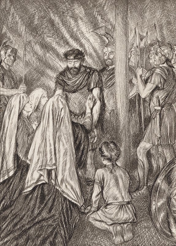 William Shakespeare: Tragedien om Coriolanus, akt V, scene 3 (litografi) af Edmund Joseph (after) Sullivan