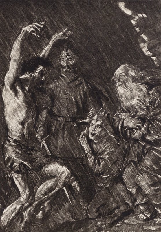 William Shakespeare: Tragedien om kong Lear, 3. akt, 4. scene (litografi) af Edmund Joseph (after) Sullivan