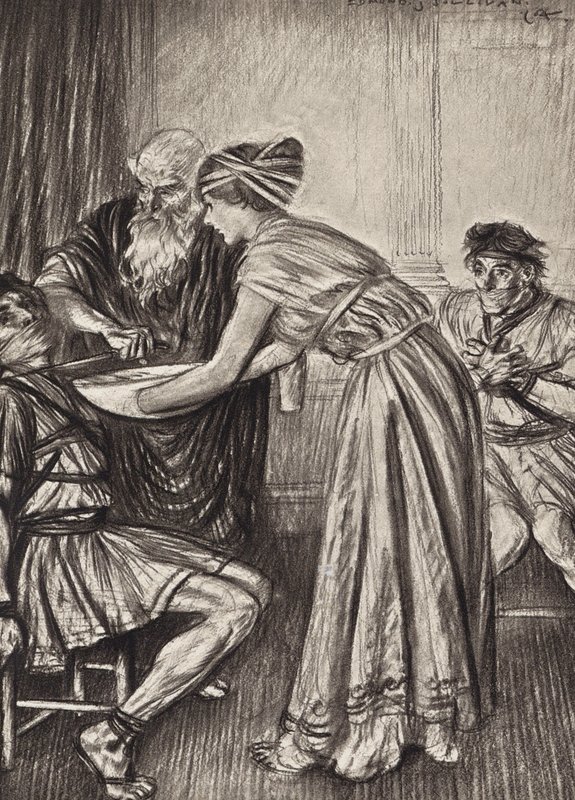 William Shakespeare: Tragedien om Titus Andronicus, akt V, scene 2 (litografi) af Edmund Joseph (after) Sullivan