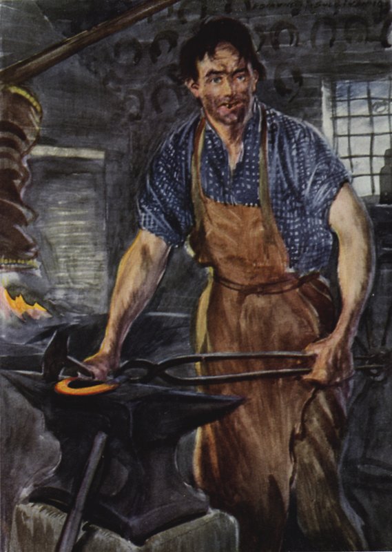 En vild, beskidt skikkelse af en mand ... der laver et stykke jern af Edmund Joseph Sullivan