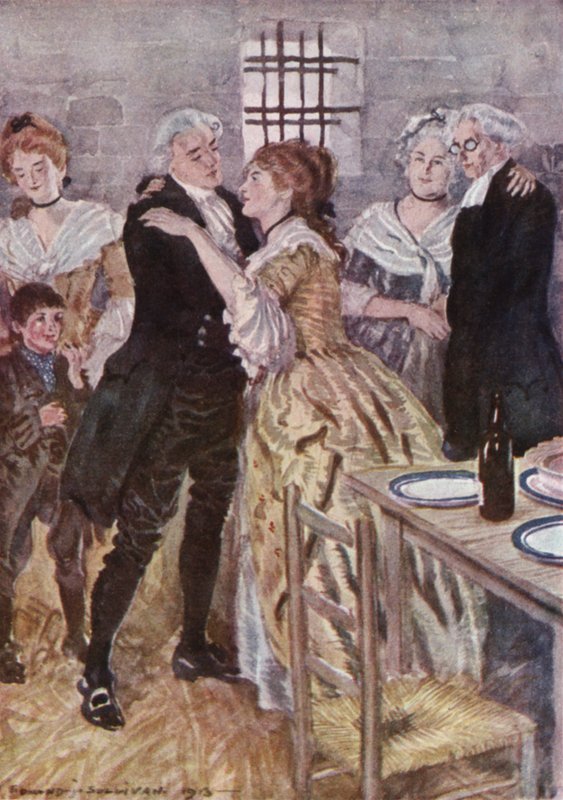 Illustration til The Vicar of Wakefield af Oliver Goldsmith (farve litho) af Edmund Joseph Sullivan
