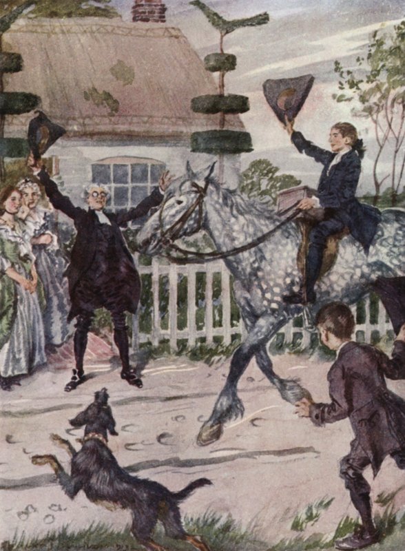 Illustration til The Vicar of Wakefield af Oliver Goldsmith (farve litho) af Edmund Joseph Sullivan