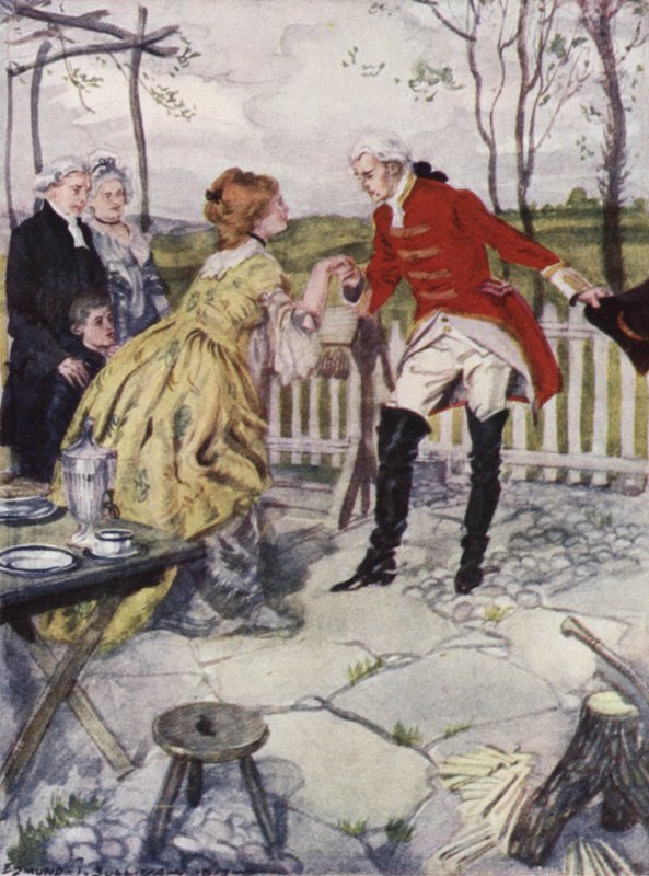Illustration til The Vicar of Wakefield af Oliver Goldsmith (farve litho) af Edmund Joseph Sullivan