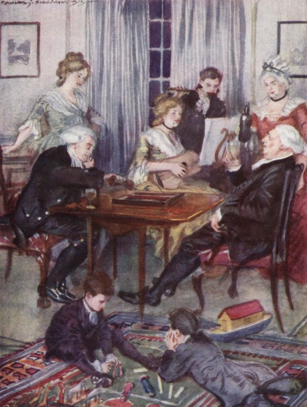 Illustration til The Vicar of Wakefield af Oliver Goldsmith (farve litho) af Edmund Joseph Sullivan