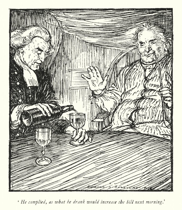 Illustration til The Vicar of Wakefield af Oliver Goldsmith (litho) af Edmund Joseph Sullivan