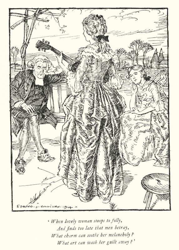 Illustration til The Vicar of Wakefield af Oliver Goldsmith (litho) af Edmund Joseph Sullivan