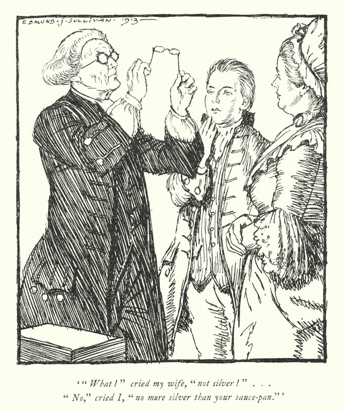 Illustration til The Vicar of Wakefield af Oliver Goldsmith (litho) af Edmund Joseph Sullivan