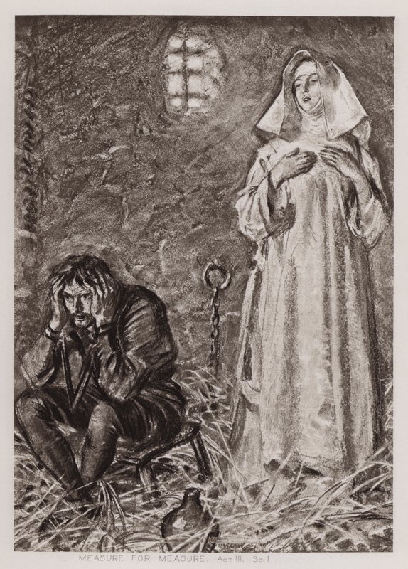 Mål for mål, akt III, Sc I (litho) af Edmund Joseph Sullivan