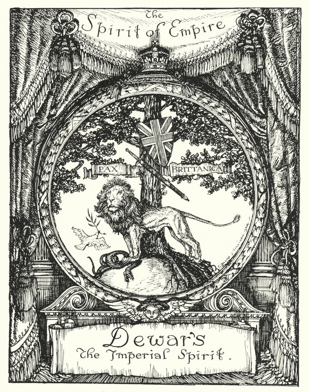 The Spirit of Empire, tegning til en reklame for Dewars skotske whisky (litho) af Edmund Joseph Sullivan