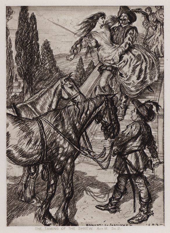 The Taming of the Shrew, akt III, Sc 2 (litho) af Edmund Joseph Sullivan