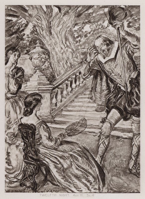 Tolvte nat; eller, hvad du vil, akt III, Sc 4 (litho) af Edmund Joseph Sullivan
