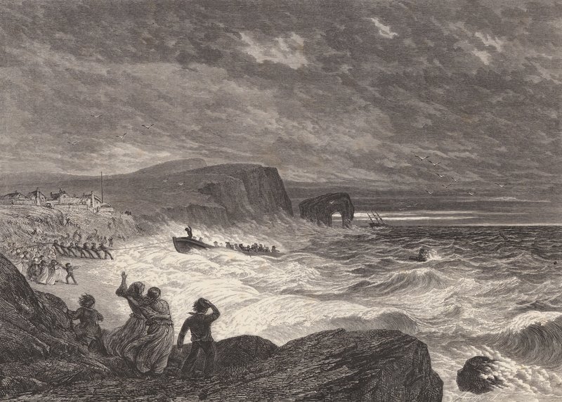 Stranding af redningsbåden (gravering) af Edmund Morison (after) Wimperis