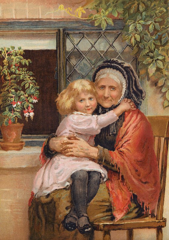 "Kære gamle bedstemor!" (gravering) af Edmund Richard White