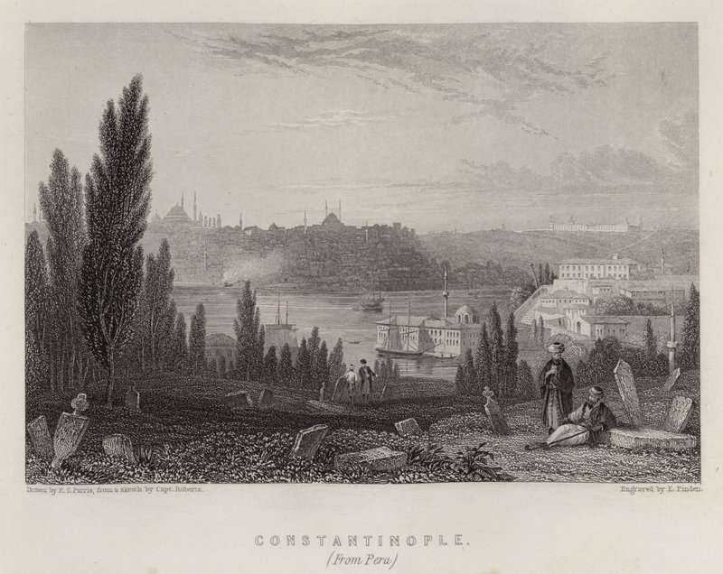 Konstantinopel, fra Pera (farve litho) af Edmund Thomas (after) Parris