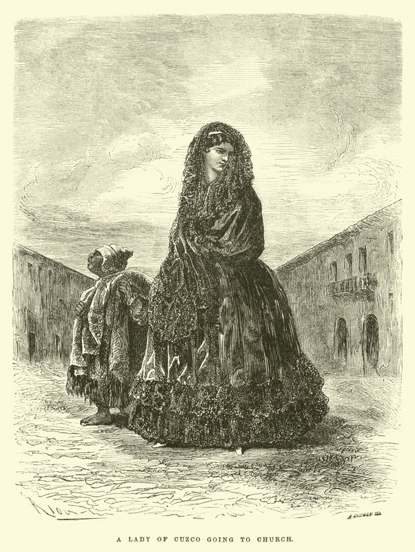 En dame fra Cuzco går i kirke af Edouard Riou