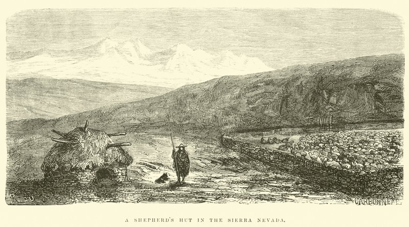 En hyrdehytte i Sierra Nevada af Edouard Riou