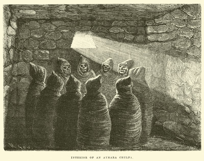 Interiør af en Aymara Chulpa af Edouard Riou