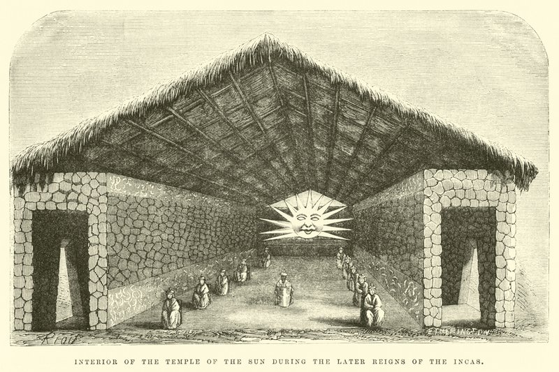 Indersiden af Solens Tempel under Inkaernes senere regeringstid af Edouard Riou