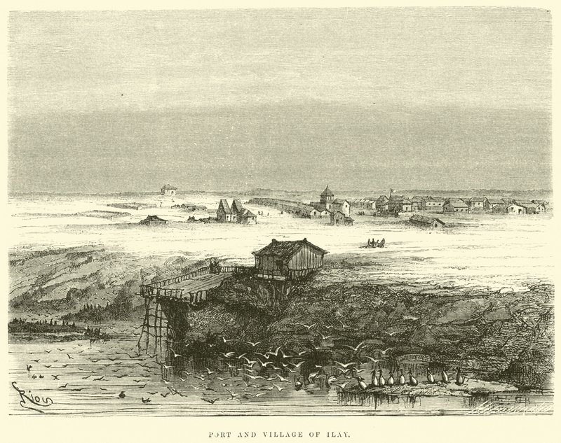 Havn og landsby Ilay af Edouard Riou