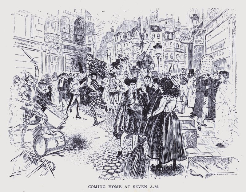 Det bohemeagtige Paris: Kommer hjem klokken syv om morgenen (litografi) af Edouard Alfred (1875 1954) Cucuel