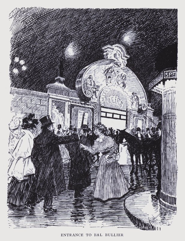Det bohemeagtige Paris: Indgang til Bal Bullier (litografi) af Edouard Alfred (1875 1954) Cucuel