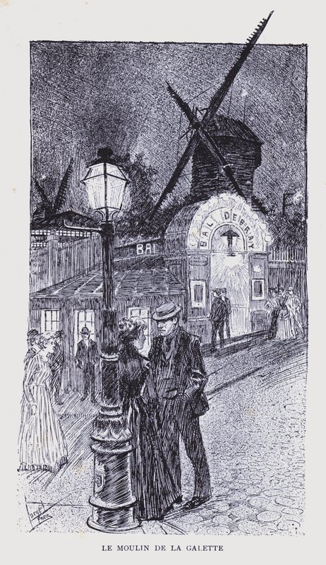 Boheme-Paris: Le Moulin de la Galette (litografi) af Edouard Alfred (1875 1954) Cucuel
