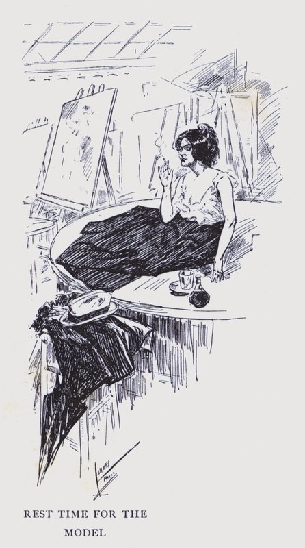 Det bohemeagtige Paris: Hviletid for modellen (litografi) af Edouard Alfred (1875 1954) Cucuel