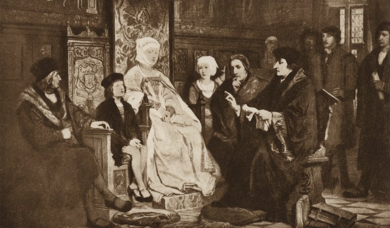 Erasmus læser for den unge kejser Karl V, Bruxelles af Edouard Jean Conrad (after) Hamman