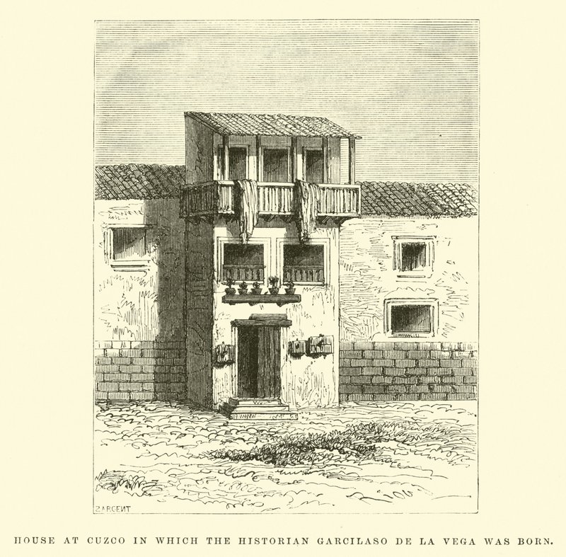 Hus i Cuzco, hvor historikeren Garcilaso de la Vega blev født af Edouard Riou