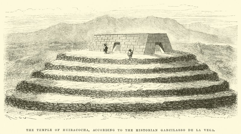Huiracochas tempel, ifølge historikeren Garcilasso de la Vega af Edouard Riou