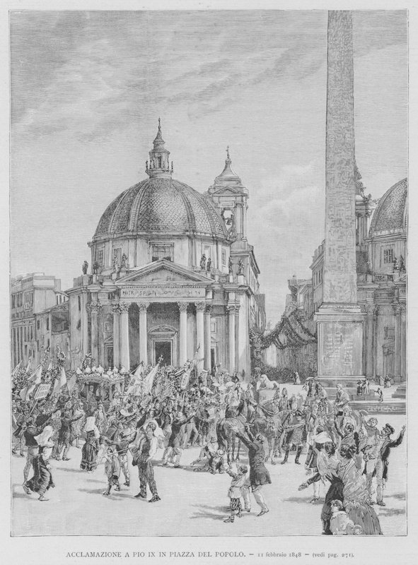 Akklamation til Pius IX på Piazza del Popolo af Edouardo Matania