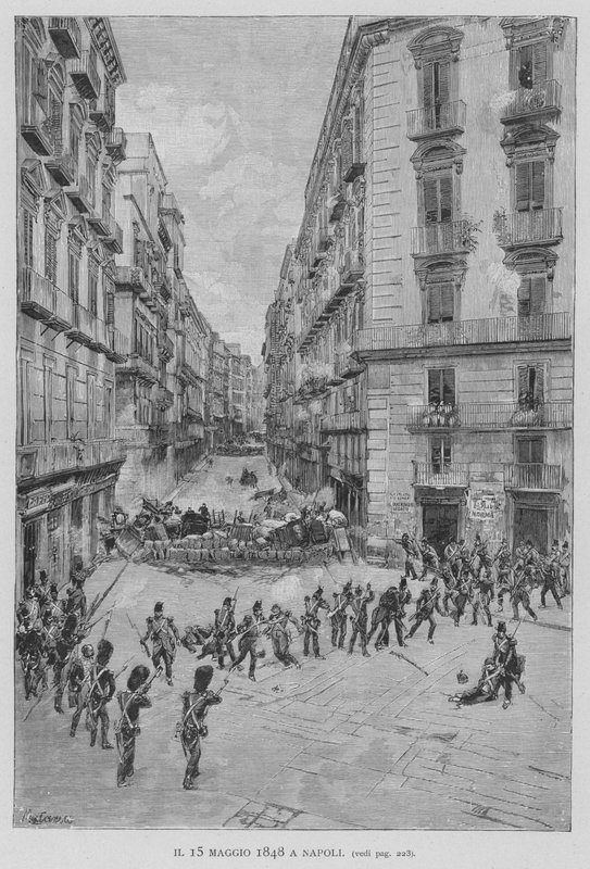 Den 15. maj 1848 i Napoli (gravering) af Edouardo Matania
