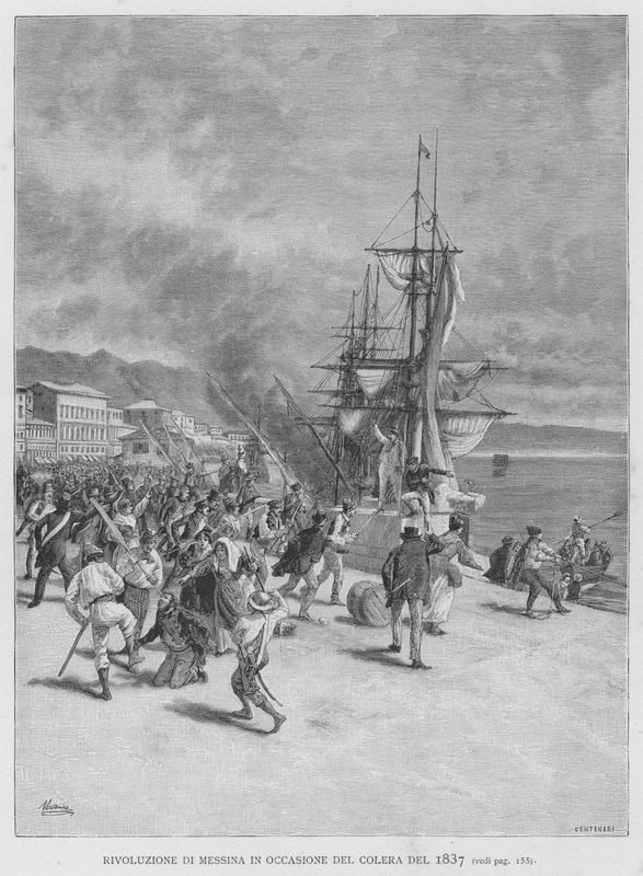 Messinas revolution i anledning af kolera i 1837 (gravering) af Edouardo Matania
